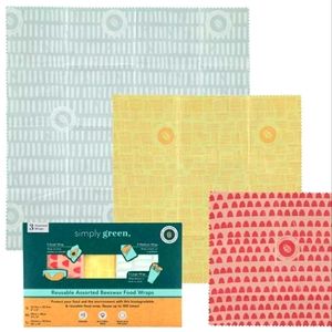 Simply Green Beeswax Food Wraps - Assorted, 3ct
